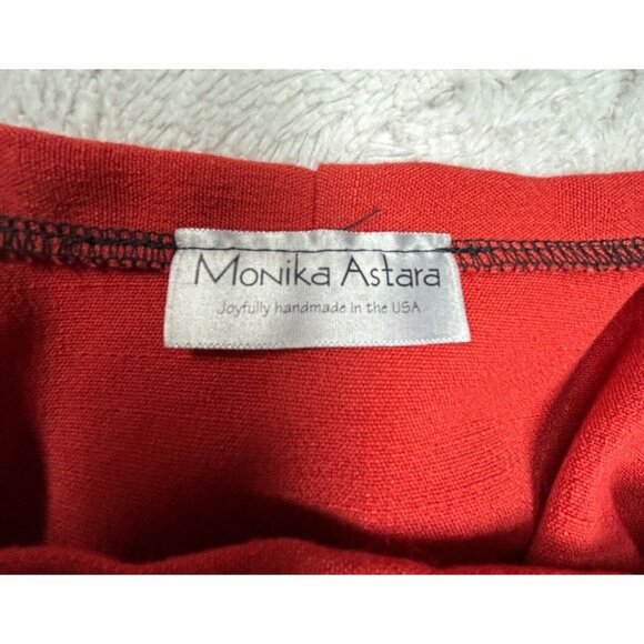 Monika Astara Womens Handmade Art to Wear Tunic Red Asymmetric Hem Lagenlook - Picture 3 of 8